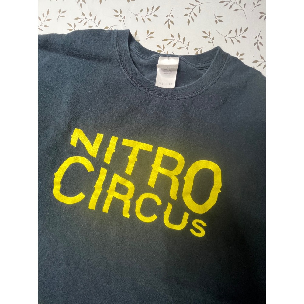 Nitro Circus Graphic T-Shirt Mens XL Black Yellow Logo Gildan Heavy Cotton Tee